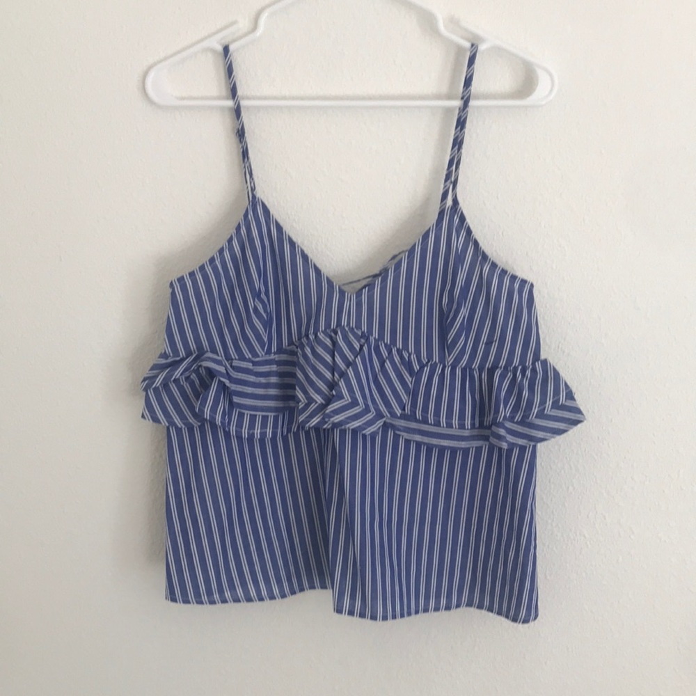 Blue and white striped tank